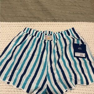 Roller Rabbit Blue & Teal Striped Women’s Athletic Shorts